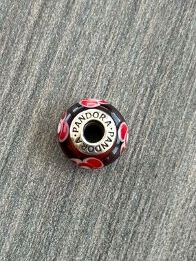 Pandora Red Floral Glass & sterling silver Bead Charm